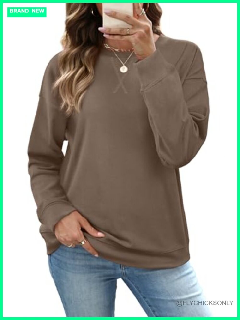 Women's Crewneck Long Sleeve Sweatshirt Relaxed Fit Pullover Top